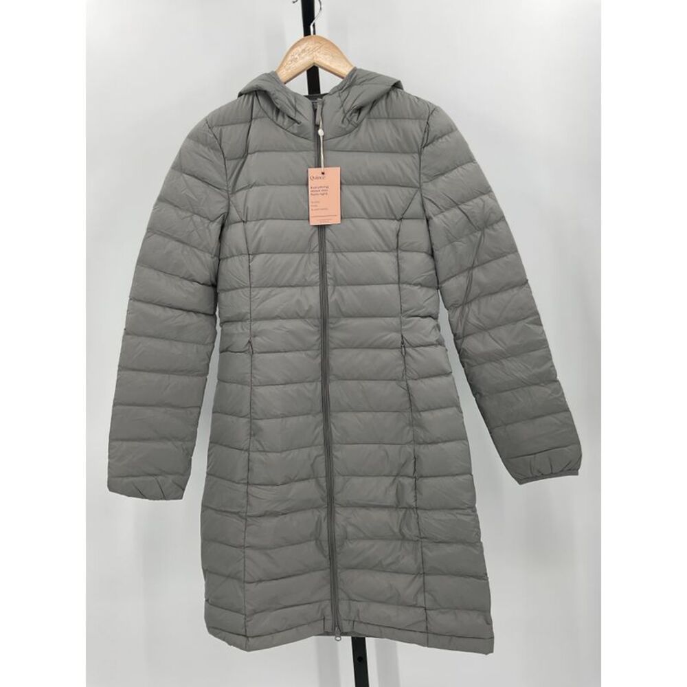 Quince Hooded Long Puffer Coat in Gray